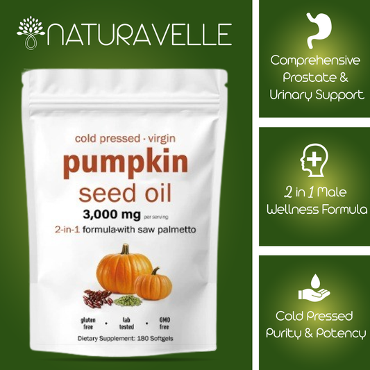 NaturaVelle™ Men's Vitality: Pumpkin Seed & Saw Palmetto (180 Softgels)