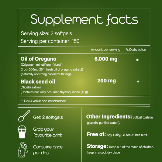 NaturaVelle™ Oil of Oregano Soft Capsules with Black Seed Oil (180 Softgels) - 67% OFF LIMITED TIME OFFER