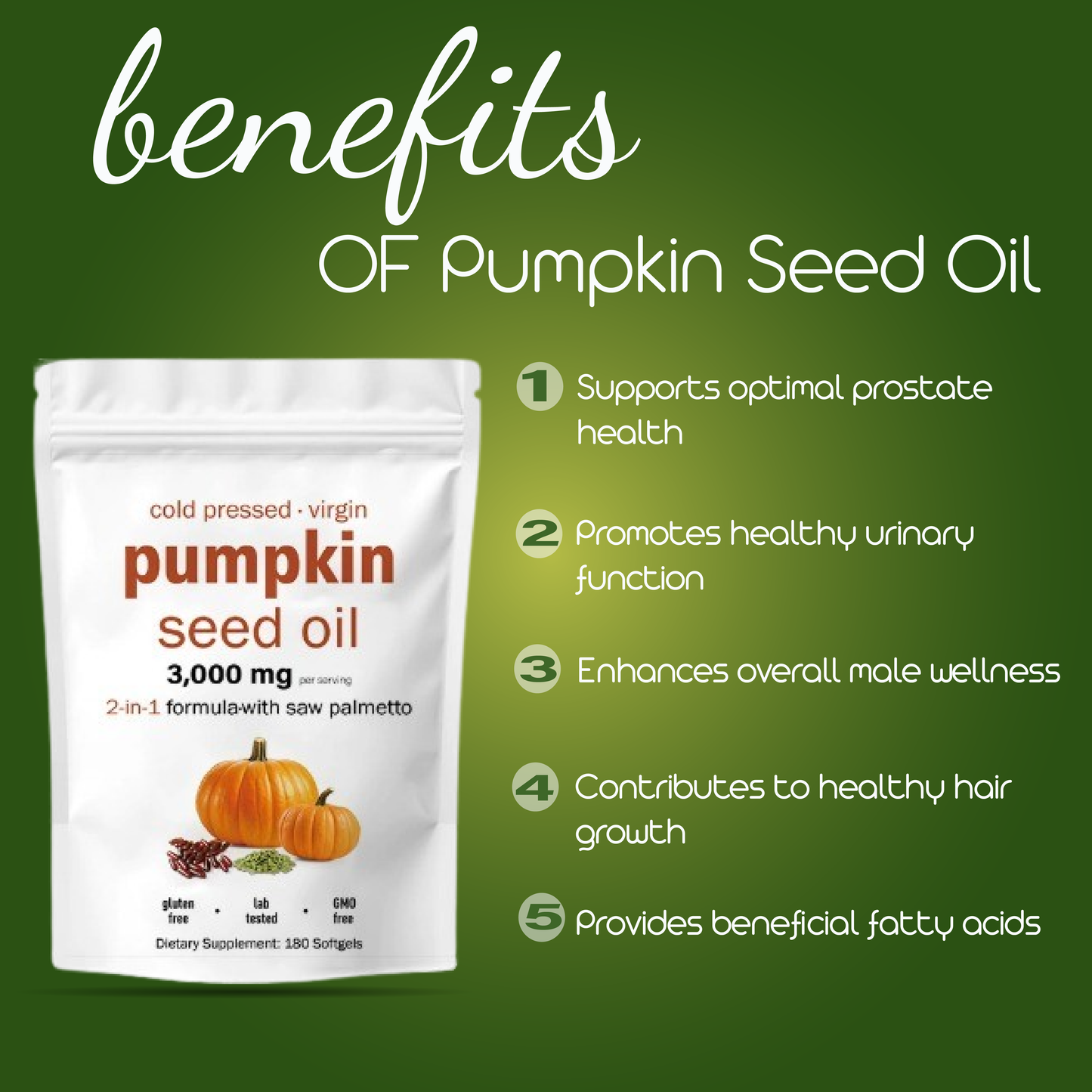 NaturaVelle™ Men's Vitality: Pumpkin Seed & Saw Palmetto (180 Softgels)